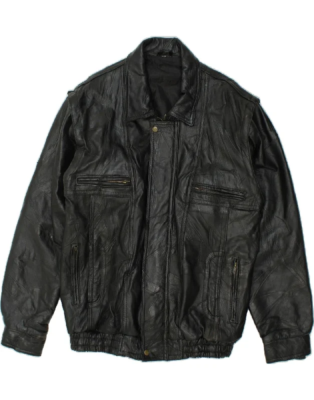Men's Coats for All SeasonsVINTAGE Mens Leather Jacket UK 40 Large Black Leather