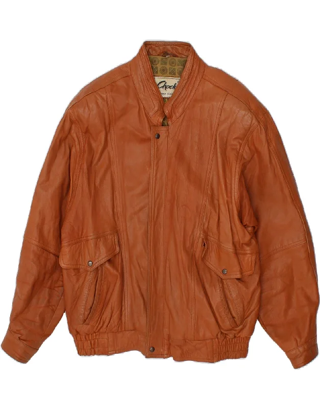 Men's Coats with Ripstop FabricVINTAGE Mens Leather Jacket UK 40 Large Brown Leather