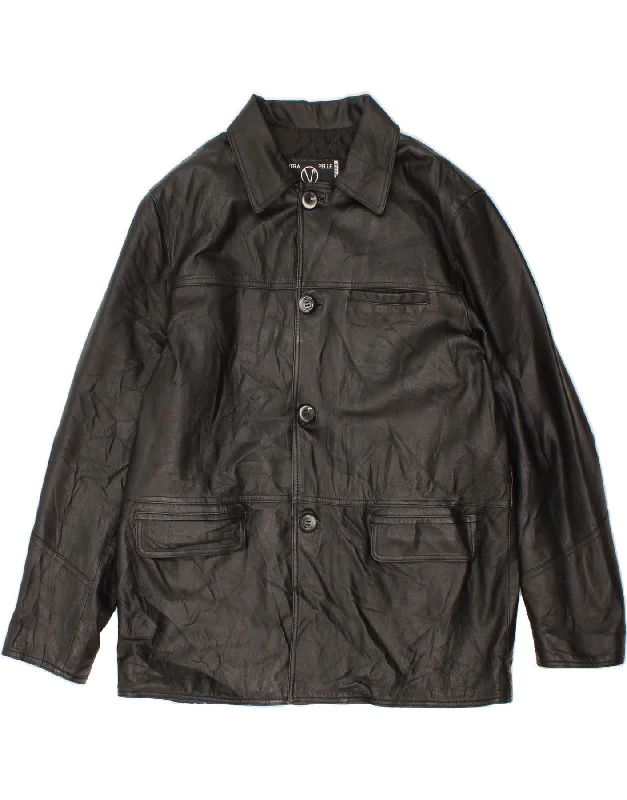 Men's Coats for WalkingVINTAGE Mens Leather Jacket UK 42 XL Black Leather
