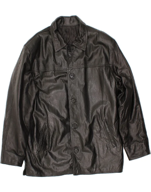 Waterproof Men's ParkasVINTAGE Mens Leather Jacket UK 42 XL Black Leather