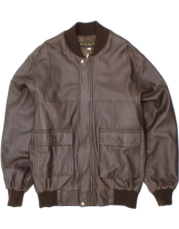 Men's Coats with ZippersVINTAGE Mens Leather Jacket UK 42 XL Brown Leather