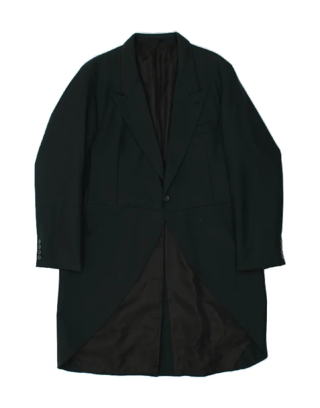 Men's Coats for Outdoor ActivitiesVINTAGE Mens Long Tailed 1 Button Blazer Jacket UK 48 4XL Green New Wool