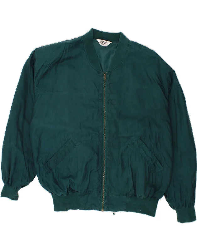 Men's Coats with Modern CutsVINTAGE Mens Loose Fit Bomber Jacket UK 42 XL Green Silk
