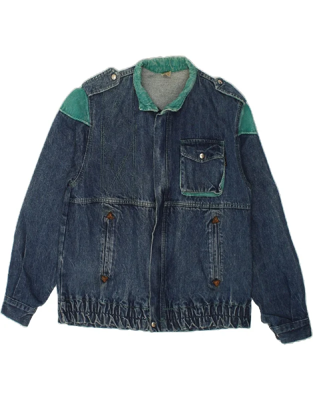 Men's Coats for SnowboardingVINTAGE Mens Military Denim Jacket IT 48 Medium Blue Colourblock Polyester