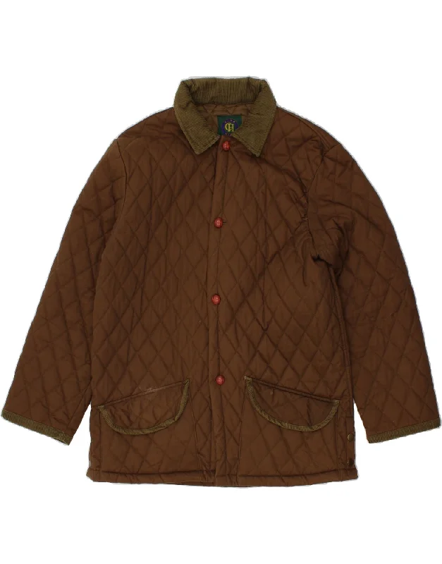 Men's Coats with Convertible CollarsVINTAGE Mens Quilted Jacket UK 40 Large Brown Cotton