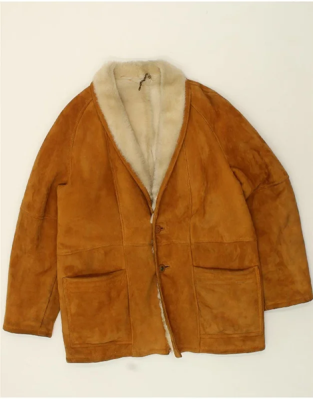 Men's Coats for Cold WeatherVINTAGE Mens Shearling Jacket IT 52 XL Brown