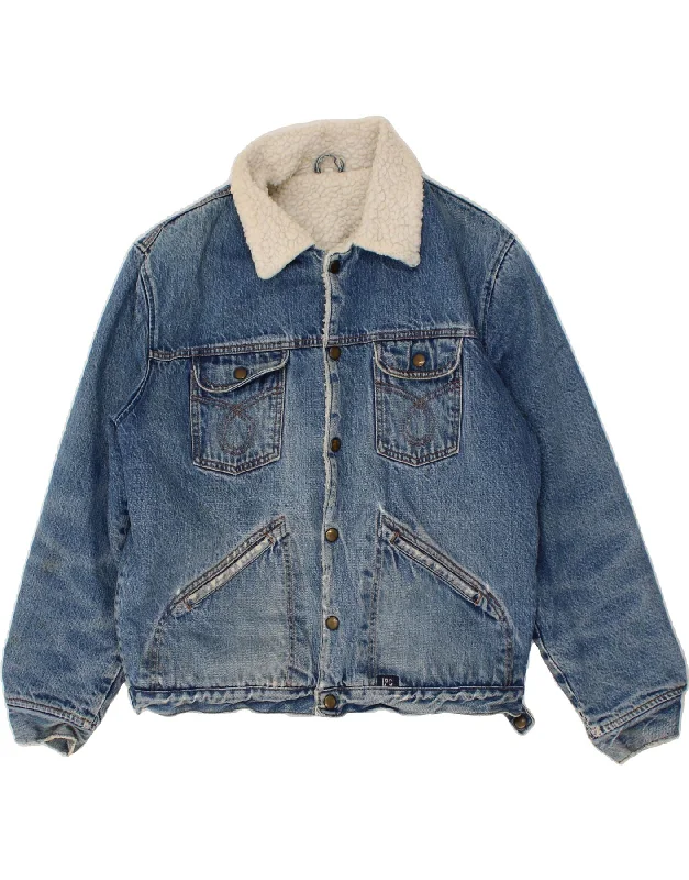 Fashionable Men's Denim JacketsVINTAGE Mens Sherpa Denim Jacket UK 38 Medium Blue Cotton