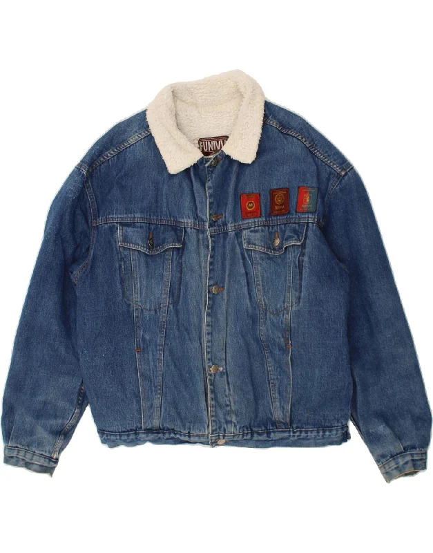 Men's Coats for RunningVINTAGE Mens Sherpa Denim Jacket UK 42 XL Blue