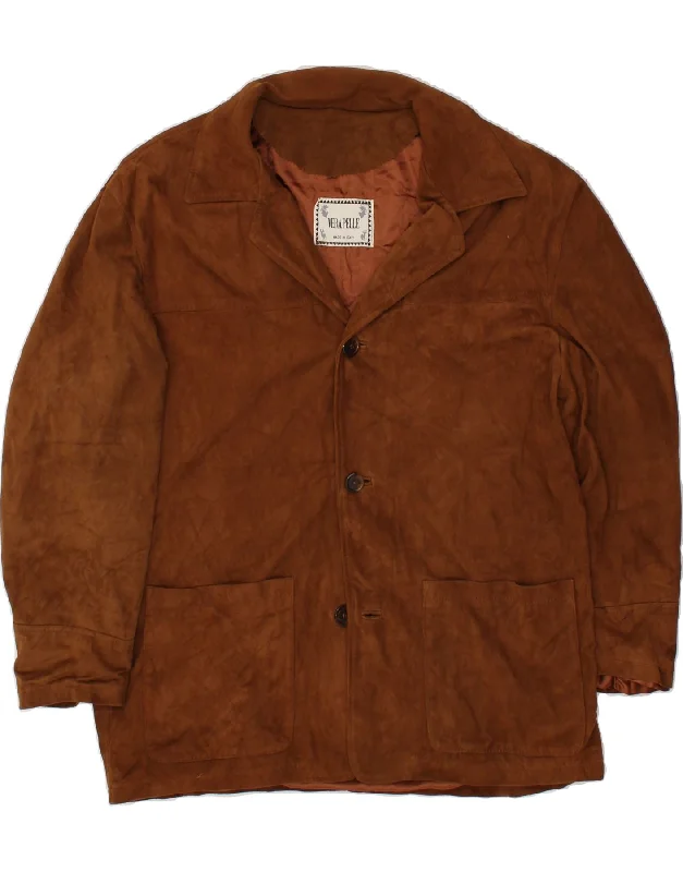 Designer Men's OvercoatsVINTAGE Mens Suede Jacket UK 42 XL Brown Leather