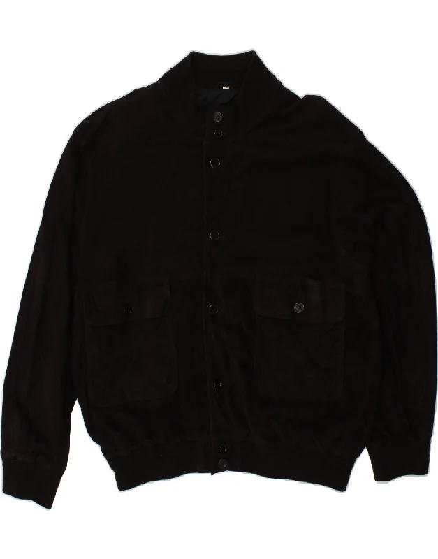 Men's Coats for Formal EventsVINTAGE Mens Suede Leather Jacket IT 60 5XL Black Leather