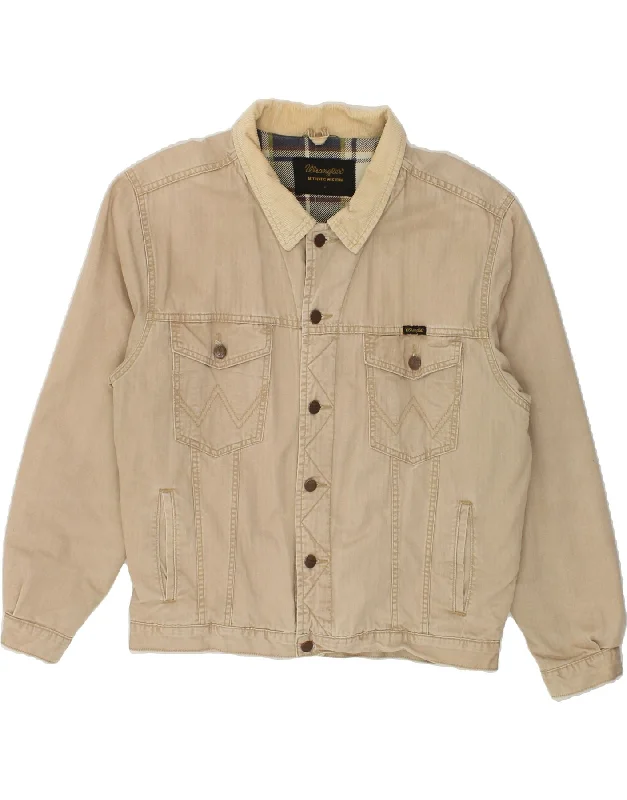 Men's Coats for SnowshoeingWRANGLER Mens Bomber Jacket UK 40 Large Beige Cotton