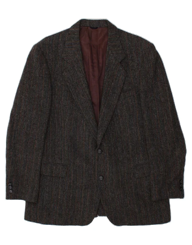 Men's Coats for WorkYVES SAINT LAURENT Mens 2 Button Blazer Jacket IT 46 Small Grey Striped