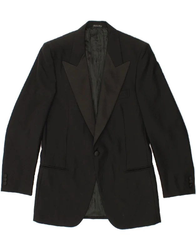 Men's Coats with LiningZIGNONE Mens 1 Button Blazer Jacket IT 44 XS Black Virgin Wool
